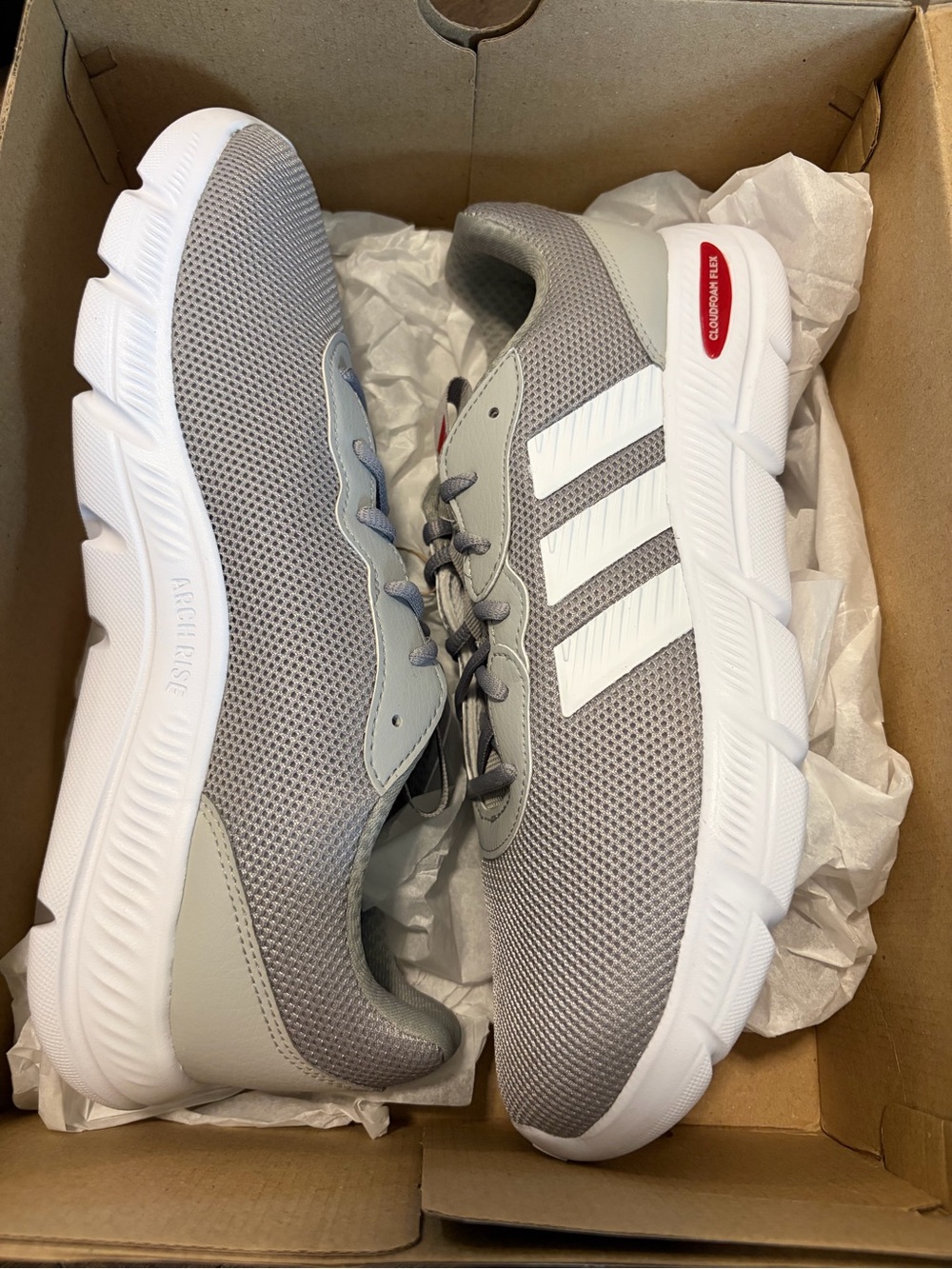 Adidas Gray Mesh Athletic Sneakers with White Accents